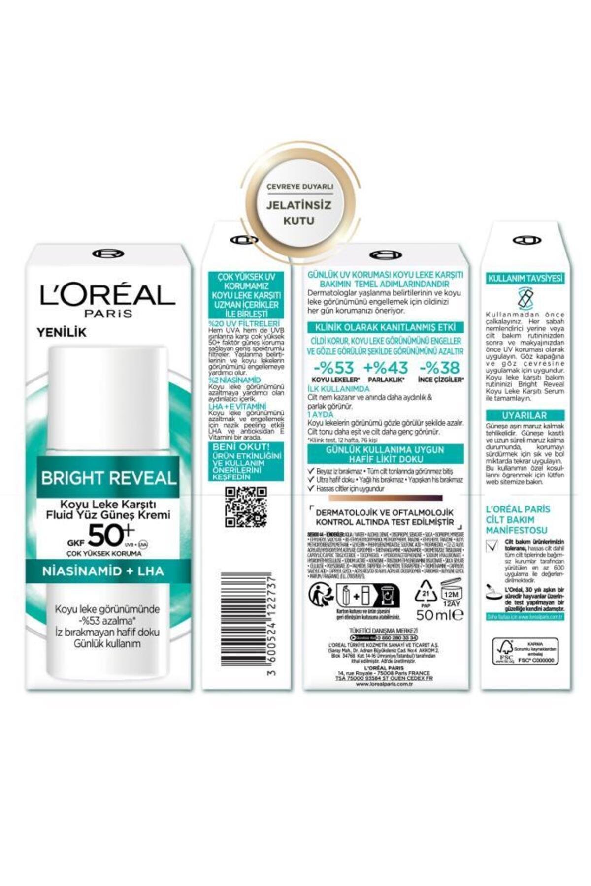 Bright Reveal Spf 50+ Koyu Leke Karşıtı Fluid Günlük Yüz Güneş Kremi 50ml