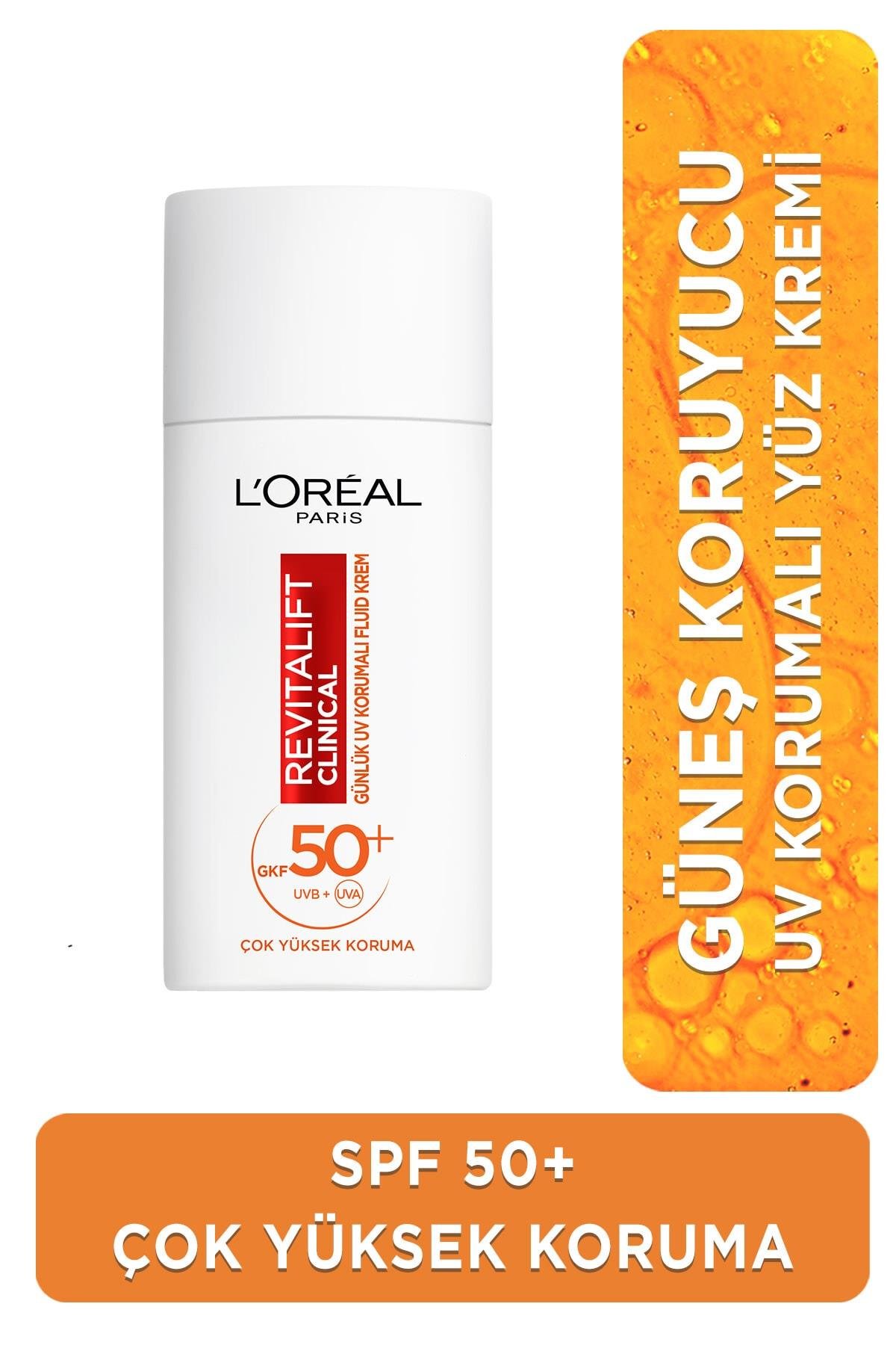 L'Oreal Paris Revitalift Clinical SPF 50+ Günlük Yüksek UV Korumalı Yüz Güneş Kremi 50ml