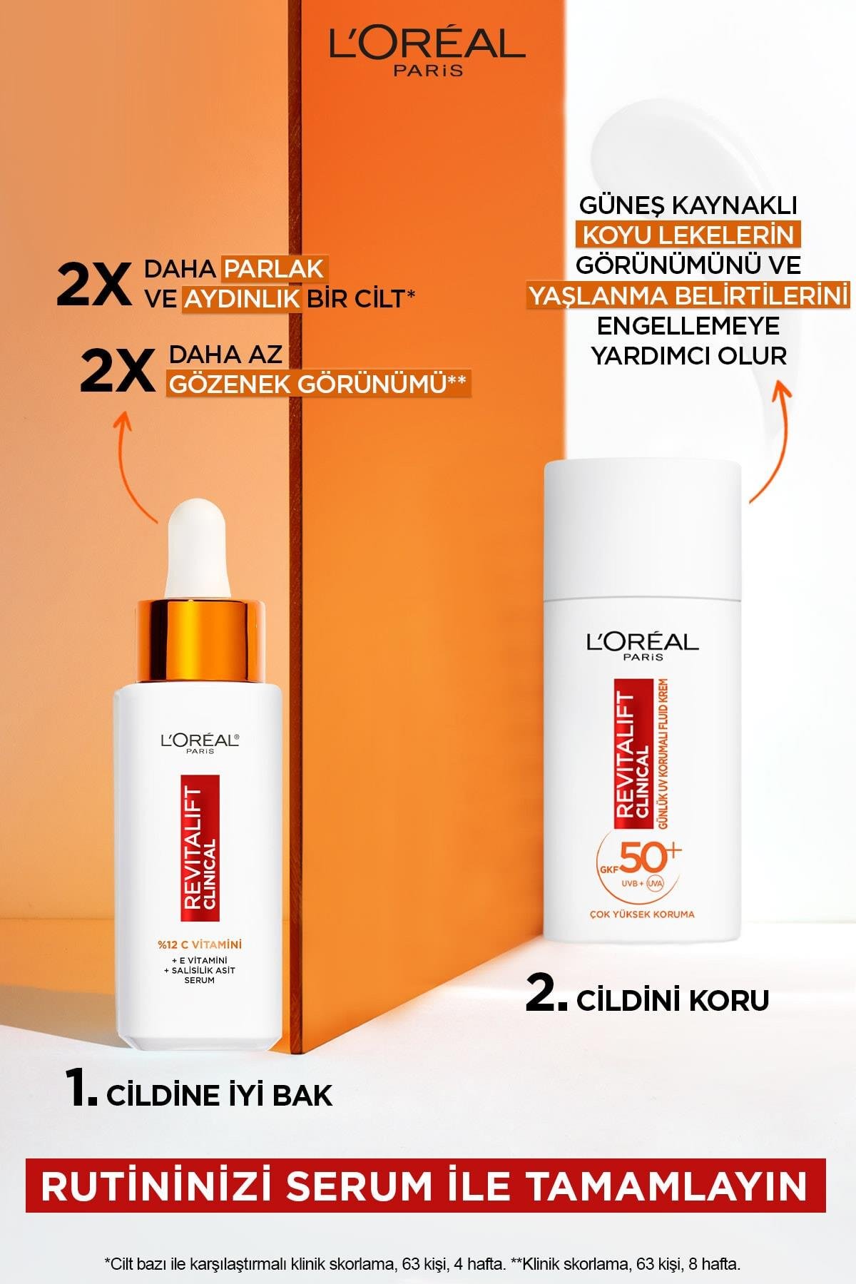 L'Oreal Paris Revitalift Clinical SPF 50+ Günlük Yüksek UV Korumalı Yüz Güneş Kremi 50ml