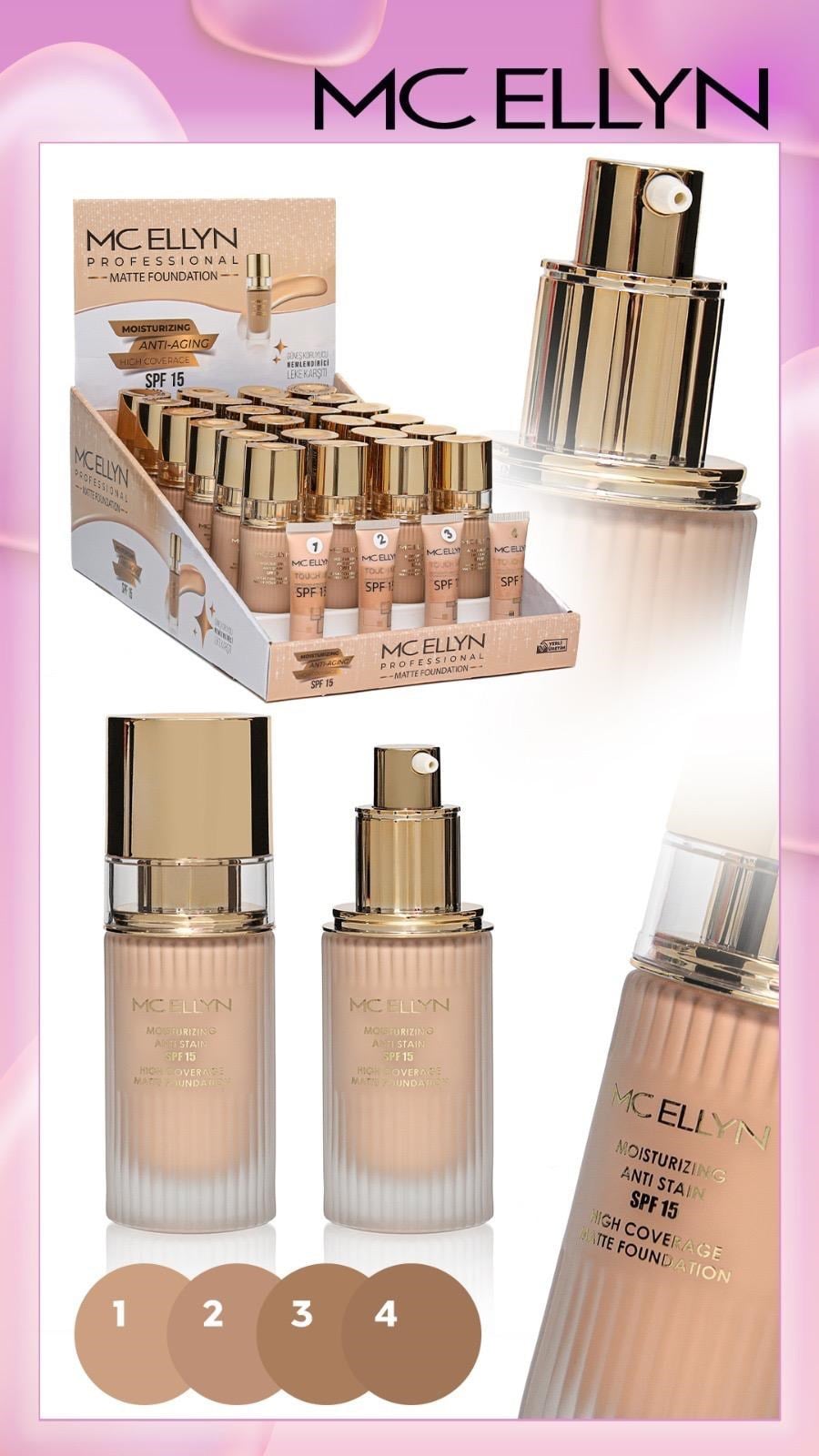 Mc Ellyn Mat Anti Aging Gold Şişe Fondöten 24'lü Paket