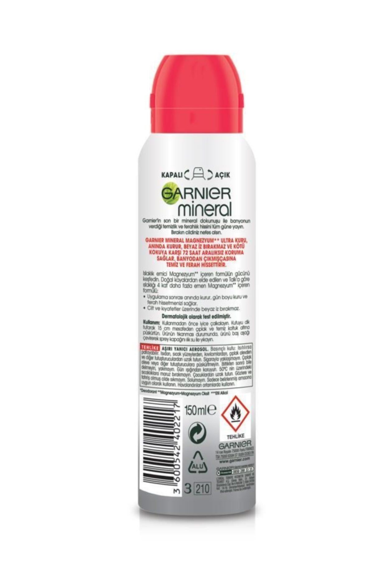 Mineral Magnezyum Ultra Kuru Sprey Deodorant