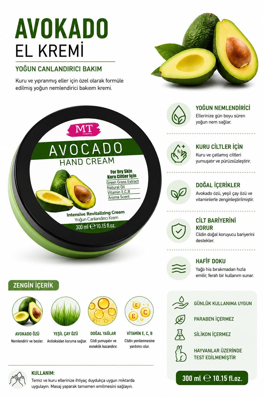 Mt Avacado Canlandırıcı El Kremi 300 Ml