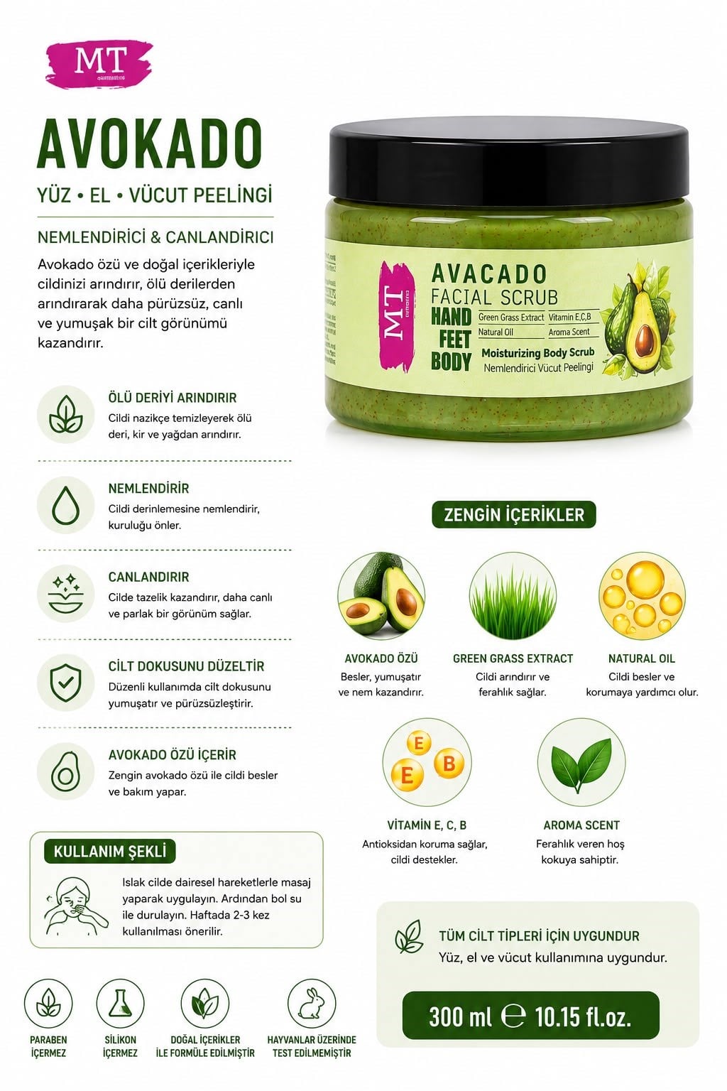 Mt Avacado Nemlendirici Vücut Peelingi 300 Ml