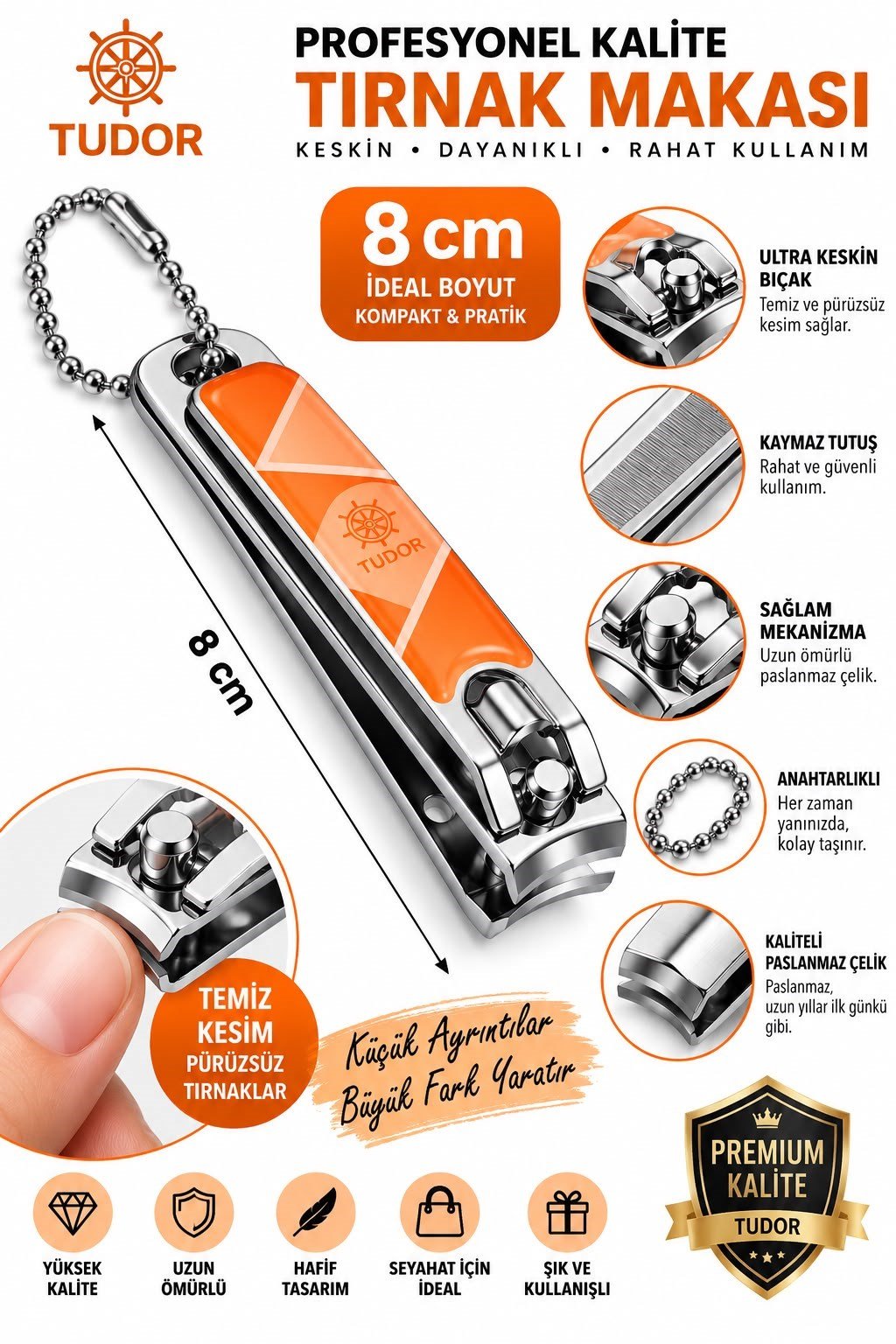 Renkli Tırnak Makası 8 cm – Keskin ve Dayanıklı Profesyonel TDR418