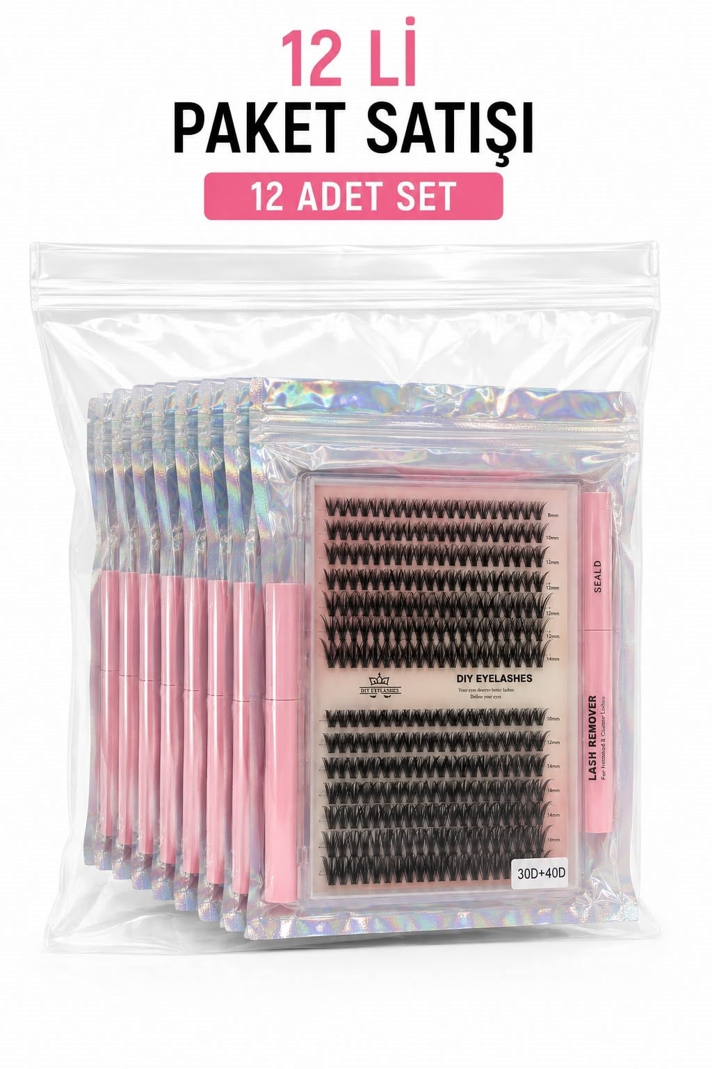 Takma Kirpik Seti 280'li Yapıştırıcı Sabitleyici Çıkarıcı Remover + Takma Kirpik Cımbızı+Tarama Fırçası 30D-40D