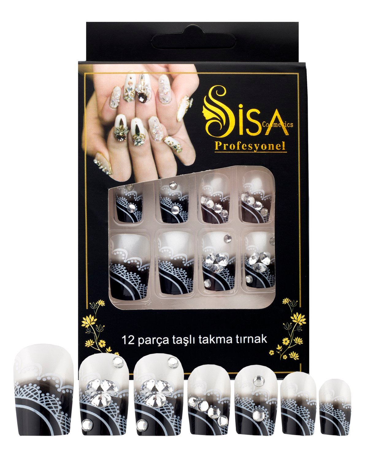 Taşlı Takma Tırnak A12