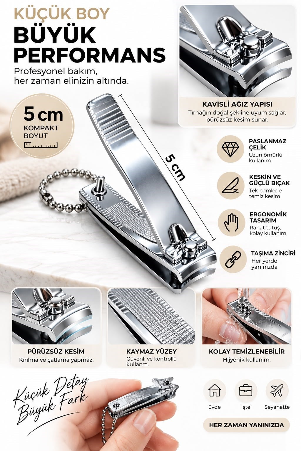 Tırnak Makası 5 cm – Keskin ve Dayanıklı Profesyonel Küçük Boy TDR415