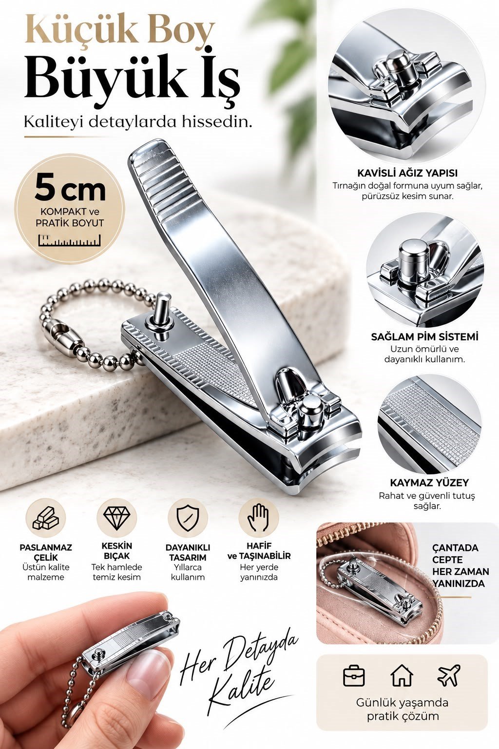 Tırnak Makası 5 cm – Keskin ve Dayanıklı Profesyonel Küçük Boy TDR415