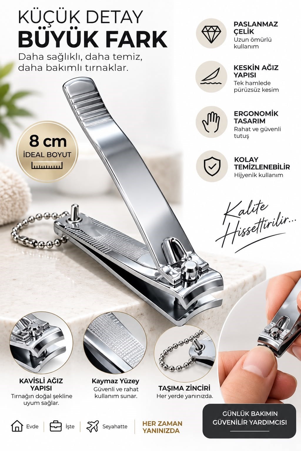 Tırnak Makası 8 cm – Keskin ve Dayanıklı Profesyonel TDR417