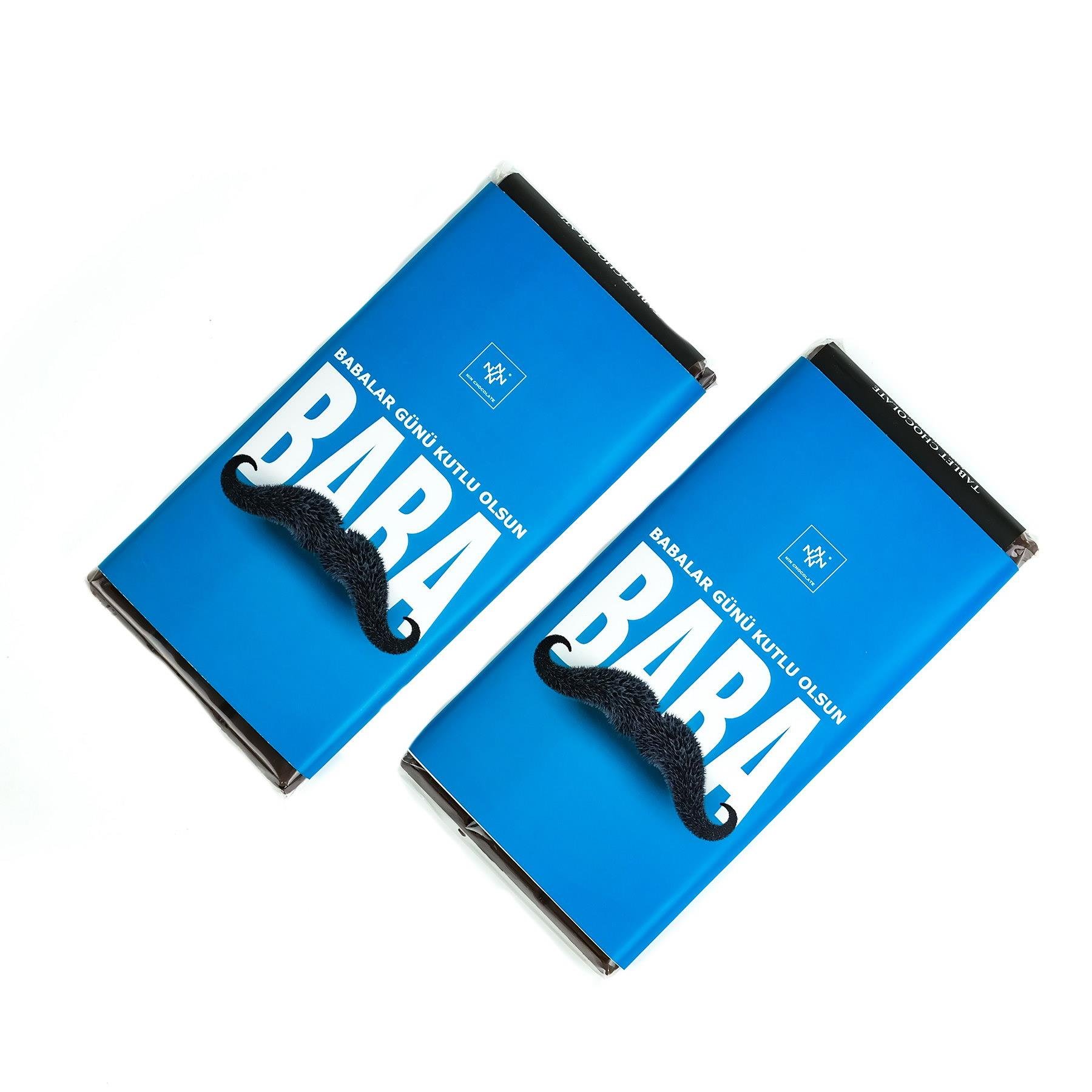 Babalar Günü Bıyıklı Mavi Renk Tasarım Tablet Çikolata