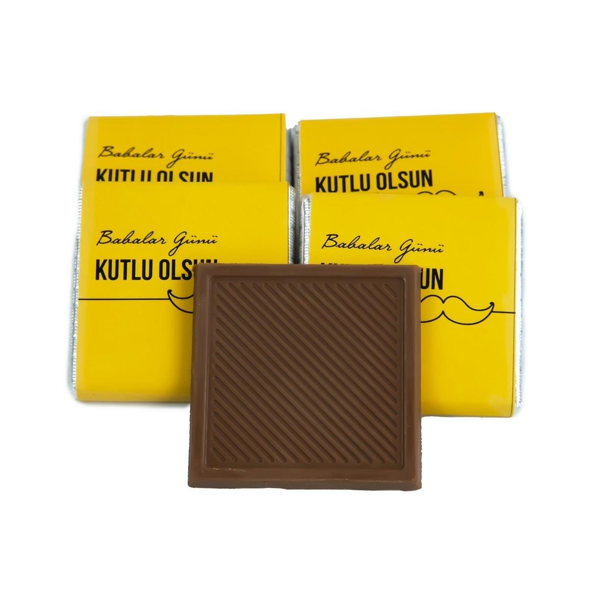 Babalar Günü Sarı Bıyık Desenli Madlen Çikolata (84 adet)