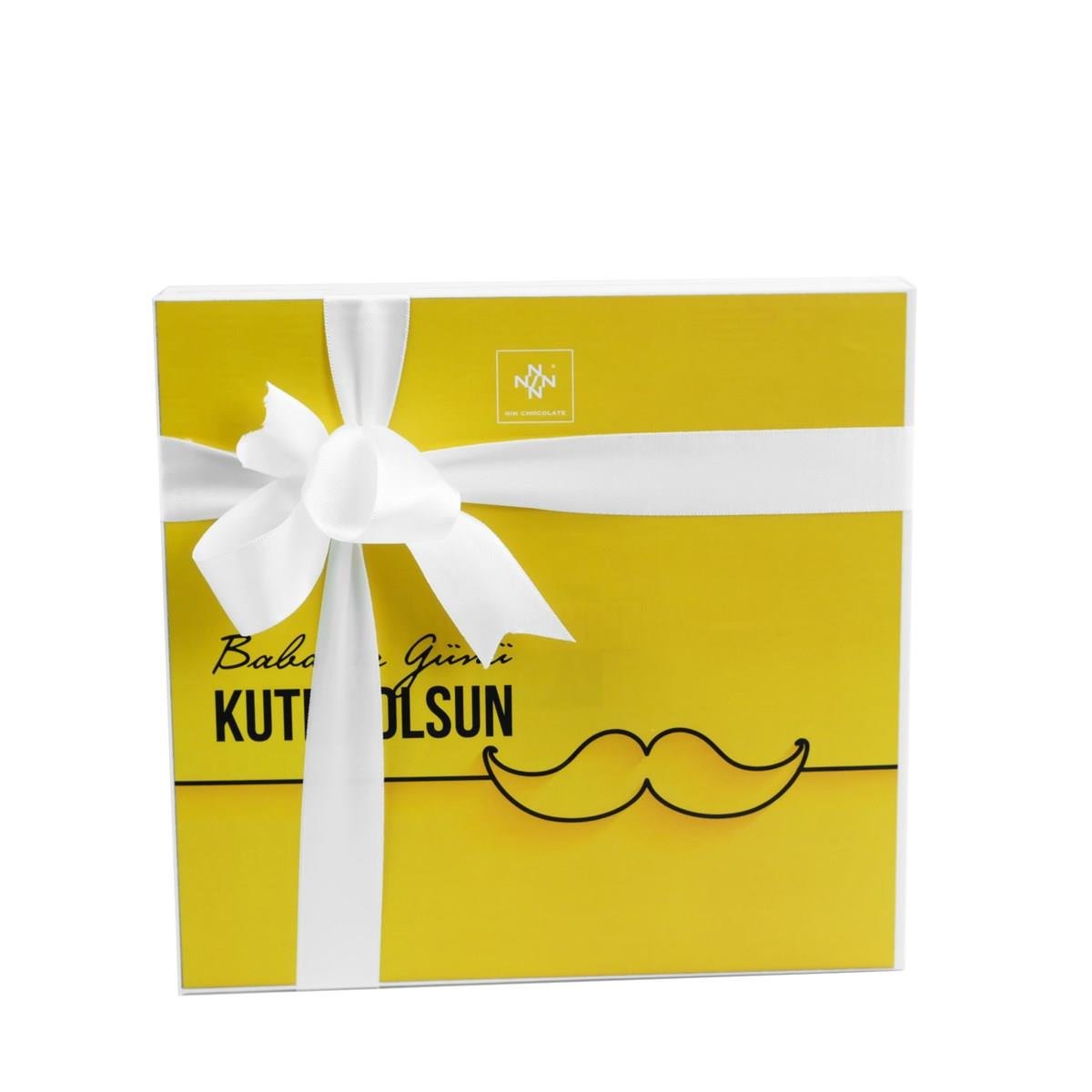 Babalar Günü Sarı Bıyık Desenli Madlen Çikolata (84 adet)