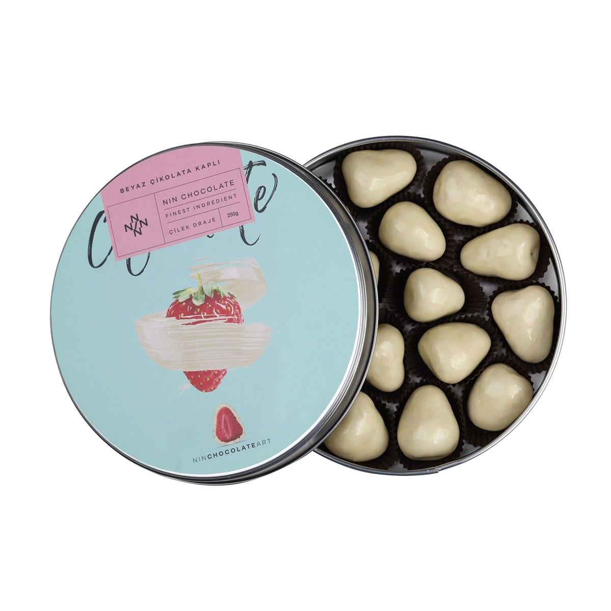 Beyaz Çikolata Kaplı Çilek Draje 250g