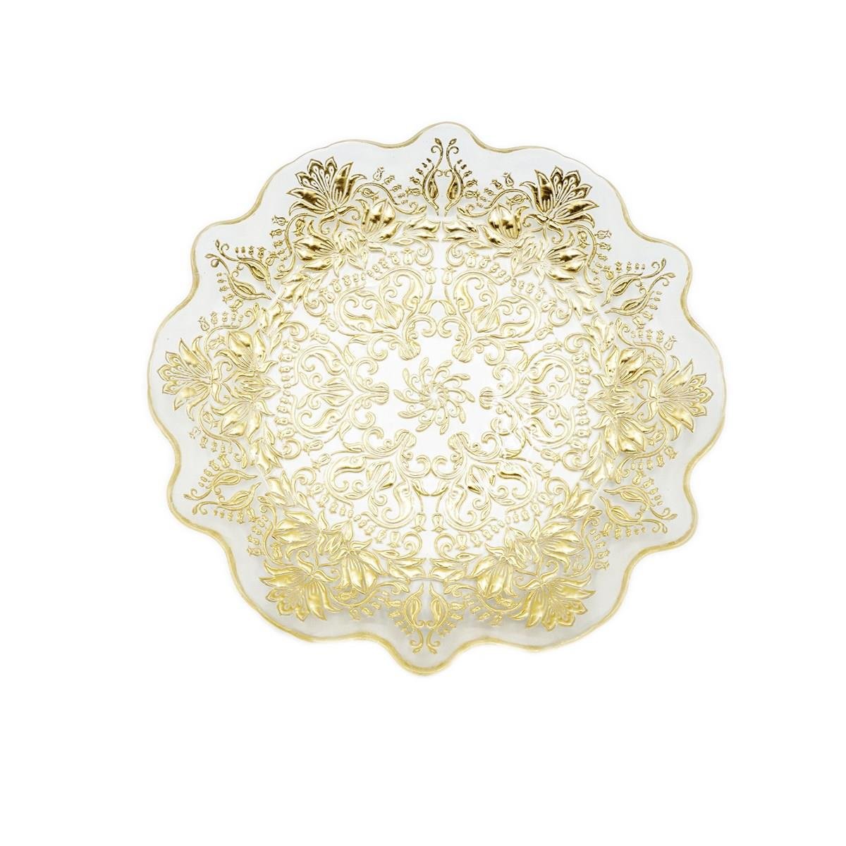 Cam Tepside Yaldızlı Dekorlu Çikolata Söz Nişan Tepsisi 1000g