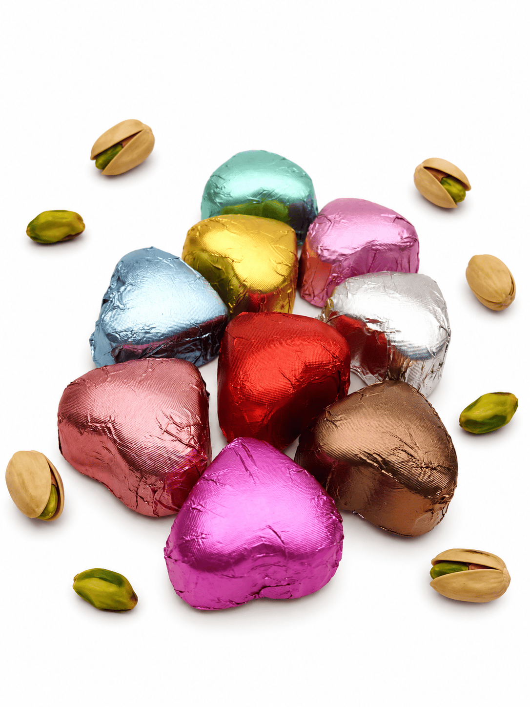 Dökme Yaldızlı Kalp Çikolata Pembe 250g