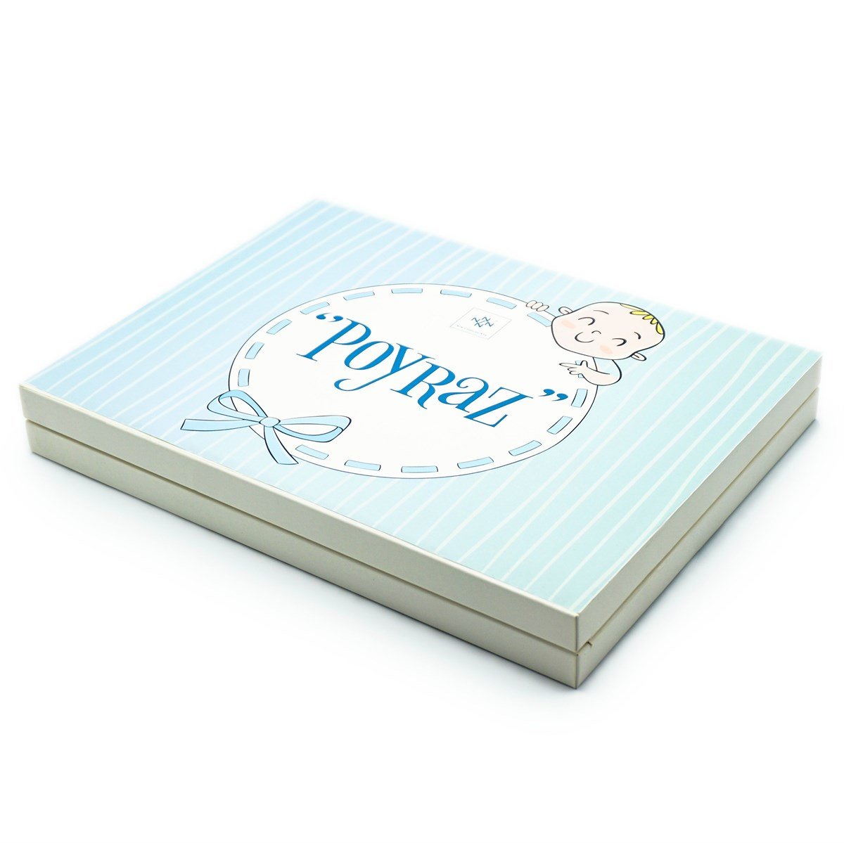 Erkek Bebek Çikolatası 144 Adet Napoliten Çikolata Mavi Çizgili