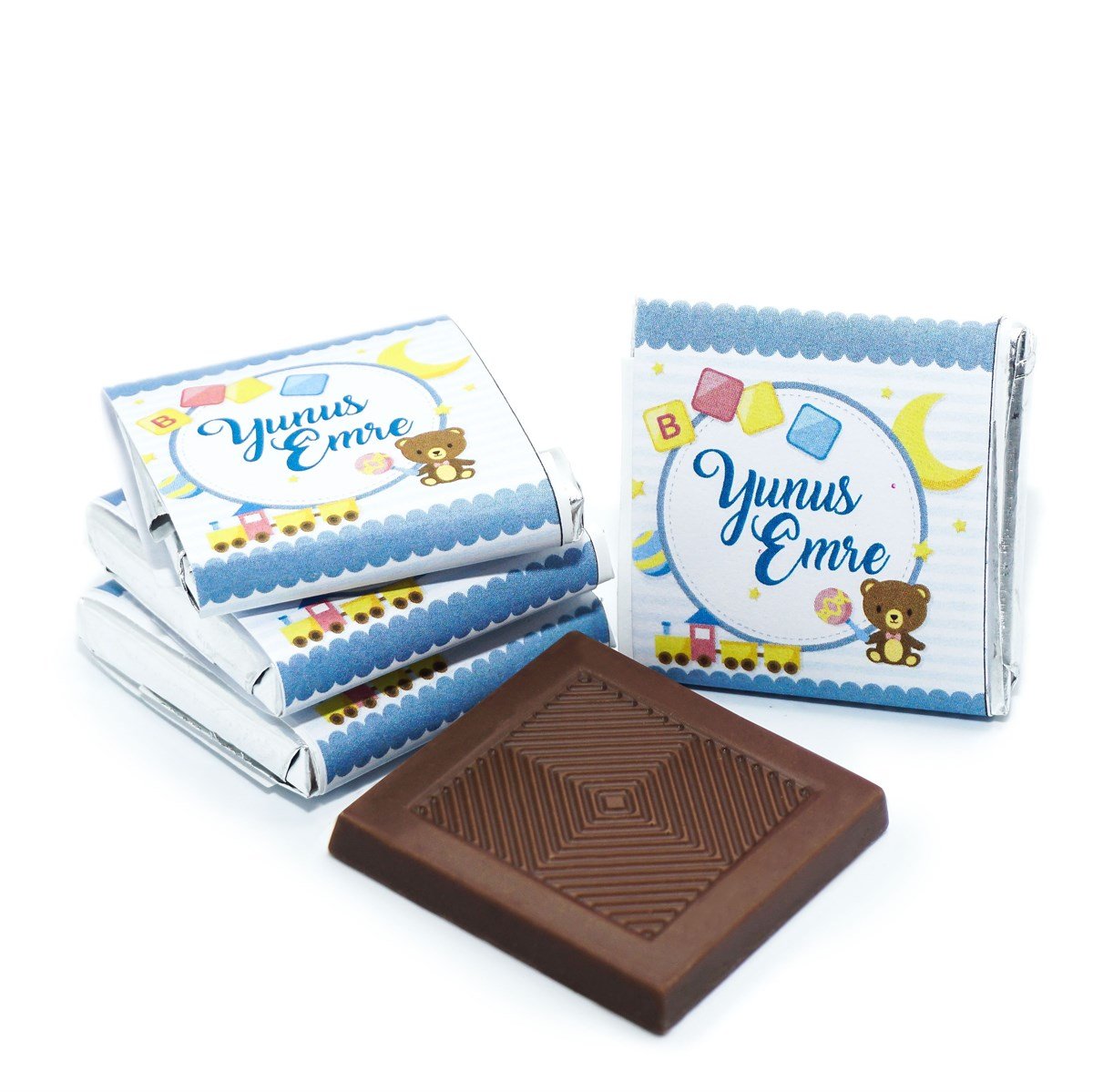 Erkek Bebek Çikolatası 144 Adet Napoliten Çikolata Ayıcık