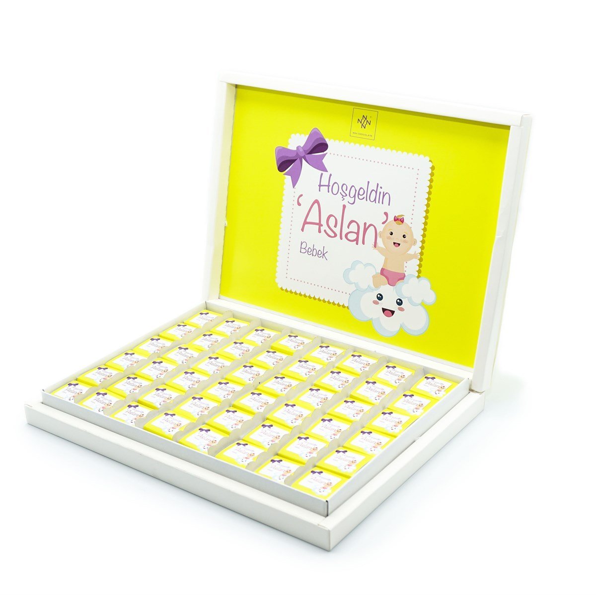 Erkek Bebek Çikolatası 144 Adet Napoliten Çikolata Sarı 