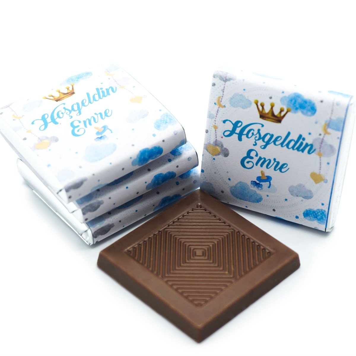 Erkek Bebek Çikolatası 144 Adet Napoliten Çikolata Kral Tacı