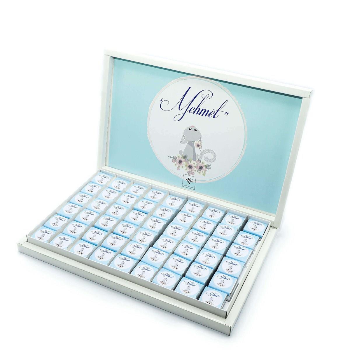 Erkek Bebek Çikolatası 162 Adet Napoliten Çikolata Mavi Kedi