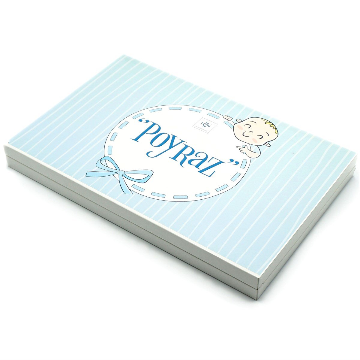 Erkek Bebek Çikolatası 162 Adet Napoliten Çikolata Mavi Çizgili