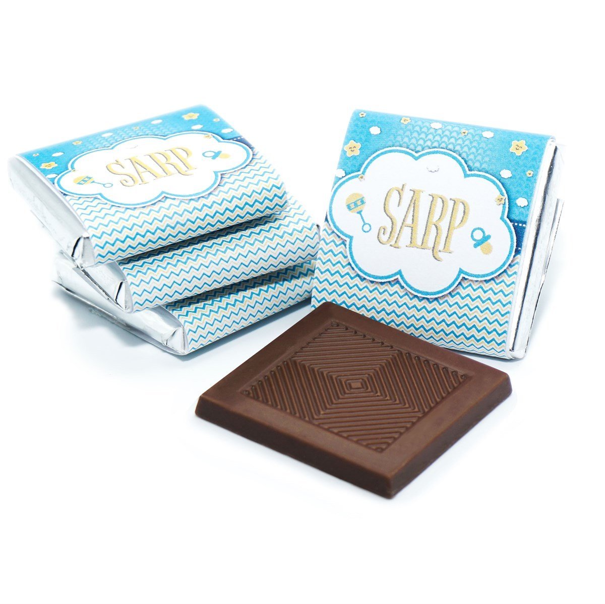 Erkek Bebek Çikolatası 162 Adet Napoliten Çikolata Mavi Bulut