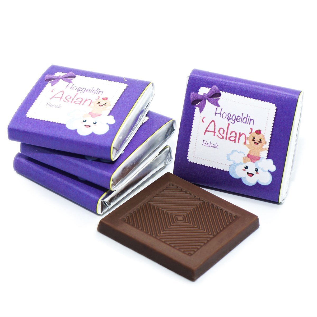 Erkek Bebek Çikolatası 162 Adet Napoliten Çikolata Mor