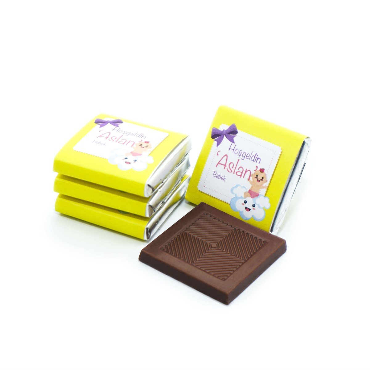 Erkek Bebek Çikolatası 162 Adet Napoliten Çikolata Sarı