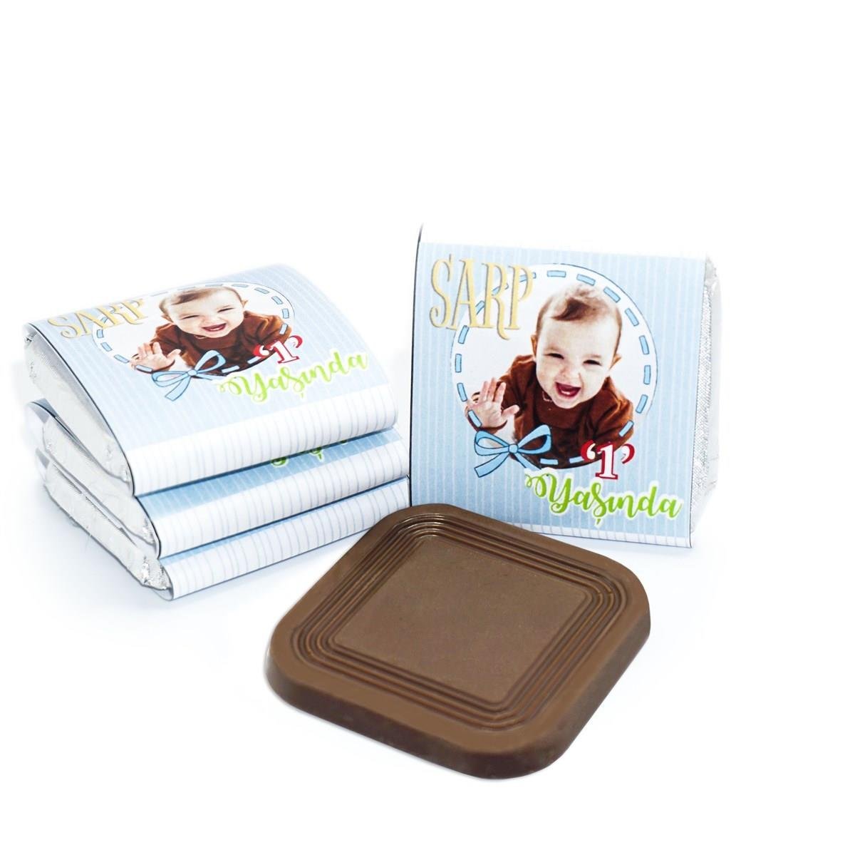 Erkek Bebek Çikolatası 48 Adet Madlen Çikolata Fotoğraf Baskılı