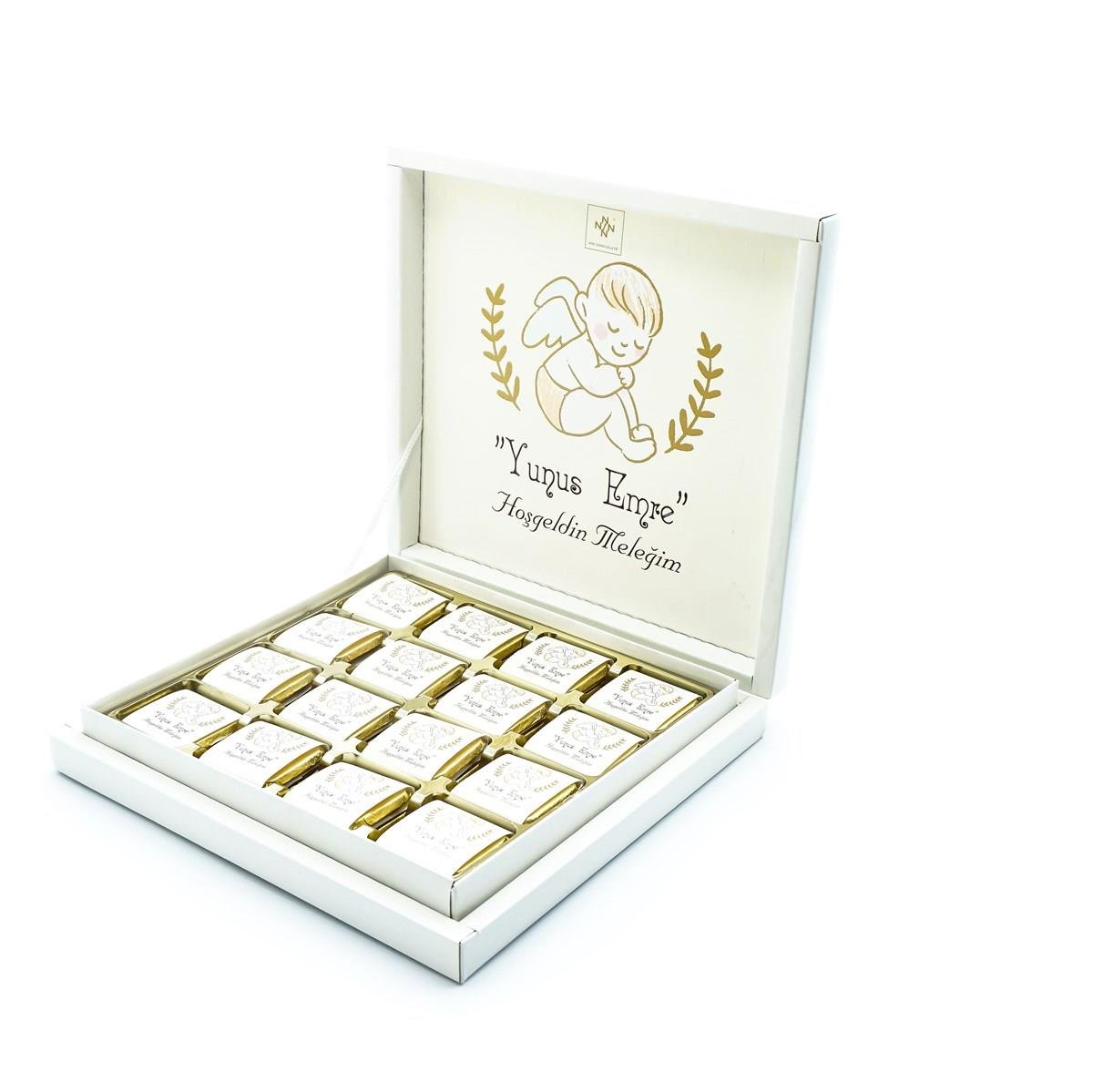 Erkek Bebek Çikolatası 48 Adet Madlen Çikolata Melek