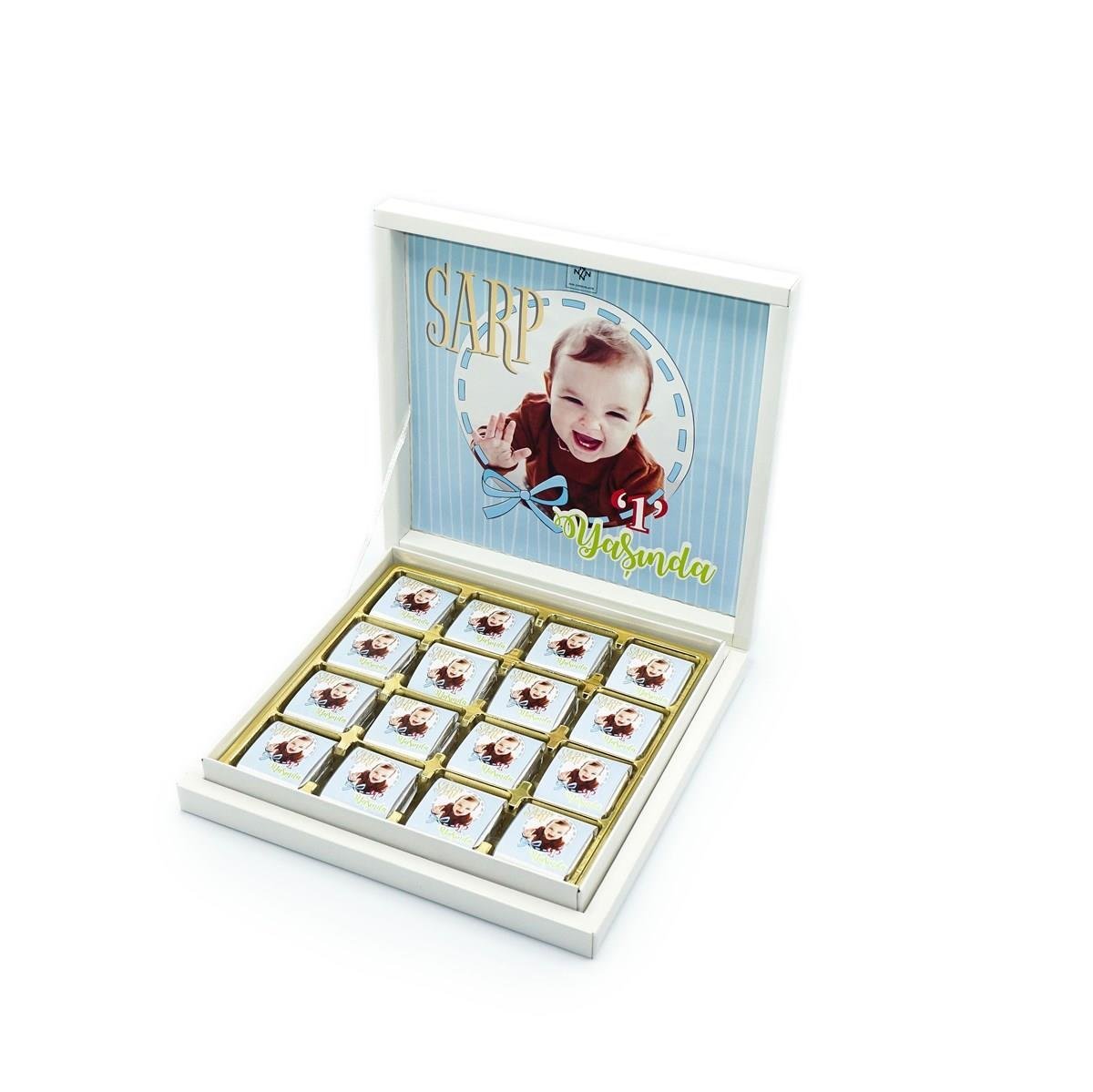 Erkek Bebek Çikolatası 48 Adet Madlen Çikolata Fotoğraf Baskılı