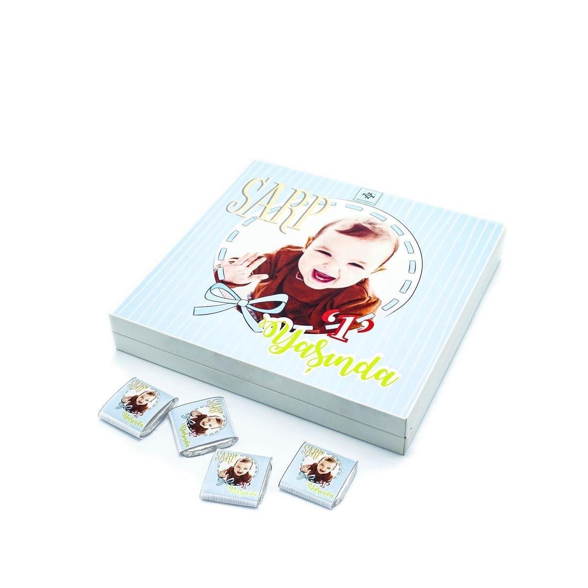 Erkek Bebek Çikolatası 48 Adet Madlen Çikolata Fotoğraf Baskılı