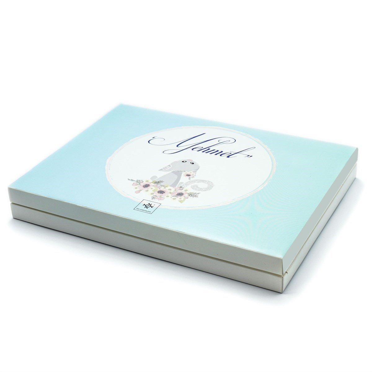 Erkek Bebek Çikolatası 72 Adet Madlen Çikolata Mavi Kedi