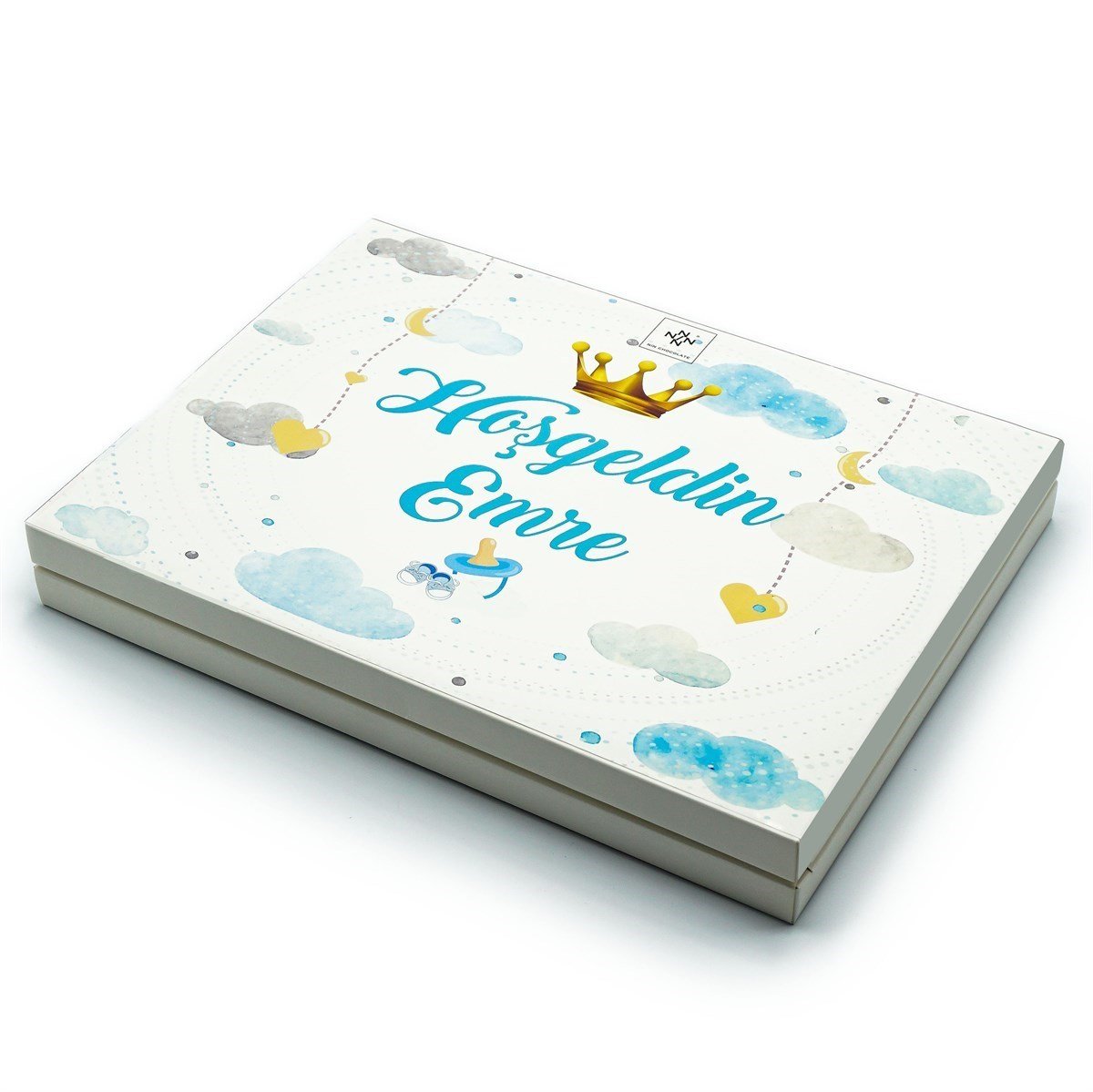 Erkek Bebek Çikolatası 72 Adet Madlen Çikolata Kral Tacı