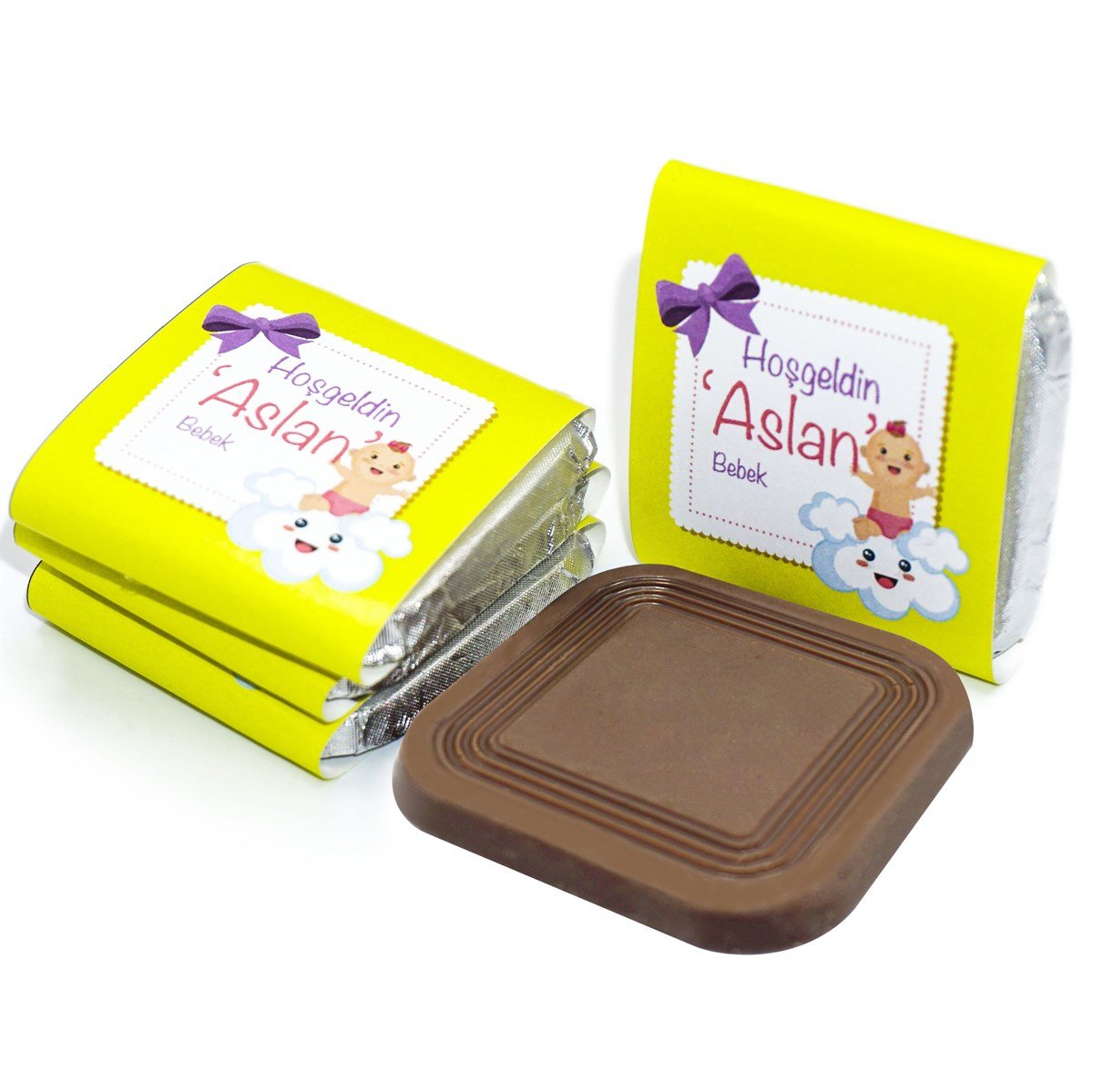 Erkek Bebek Çikolatası 84 Adet Madlen Çikolata Sarı
