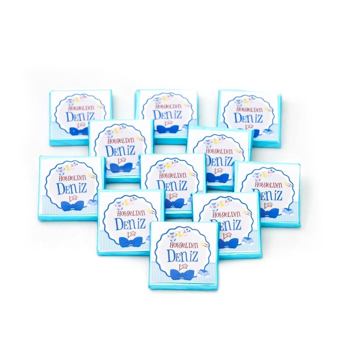 Erkek Bebek Çikolatası Dökme Bebek Çikolatası Hoşgeldin Baskılı (170 Adet Madlen)