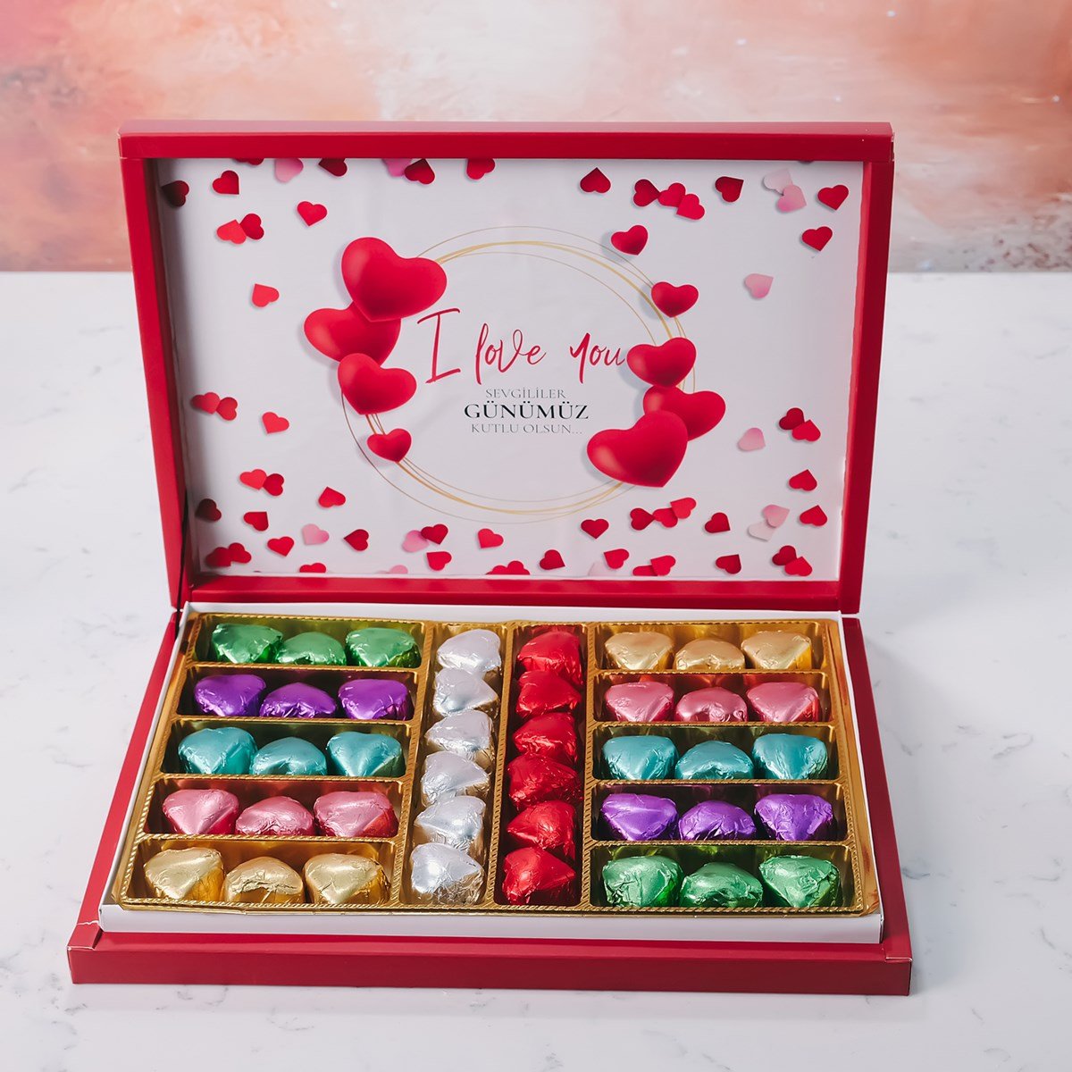 I Love You Yaldızlı Sevgililer Günü Çikolatası