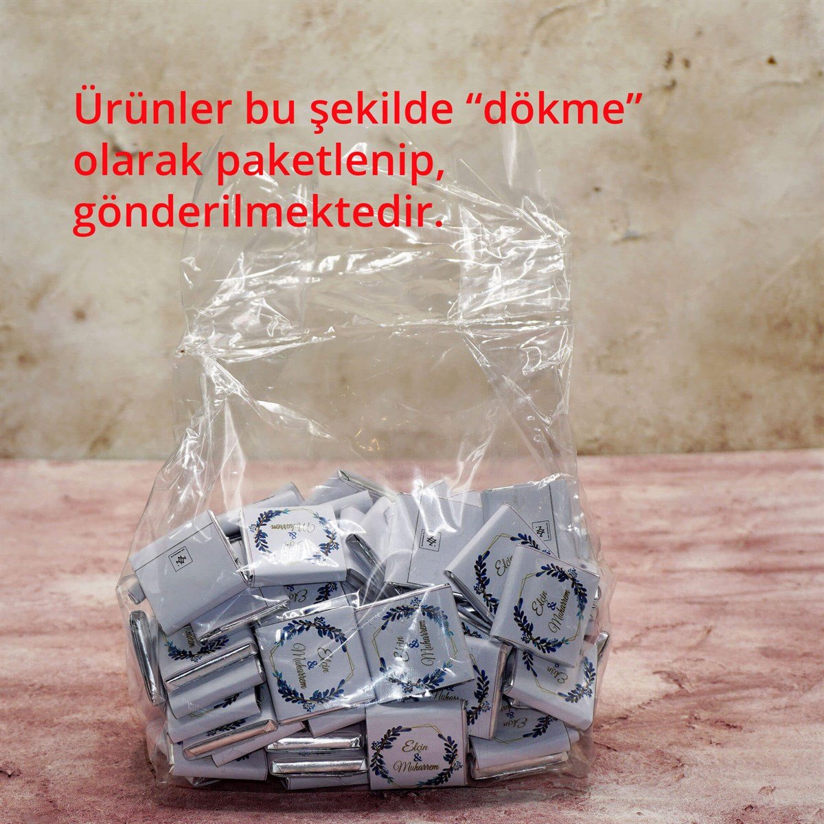 İsimli Nikah Çikolatası Dökme (170 Adet Napoliten Çikolata)