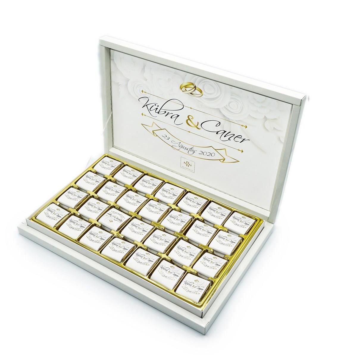 İsimli Söz Nişan Çikolatası 84 Adet Madlen Altın