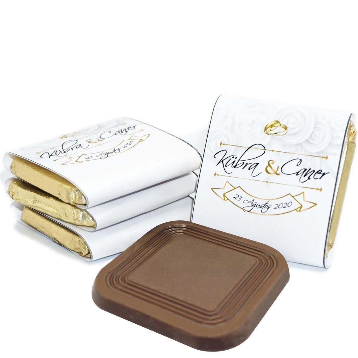 İsimli Söz Nişan Çikolatası 84 Adet Madlen Altın