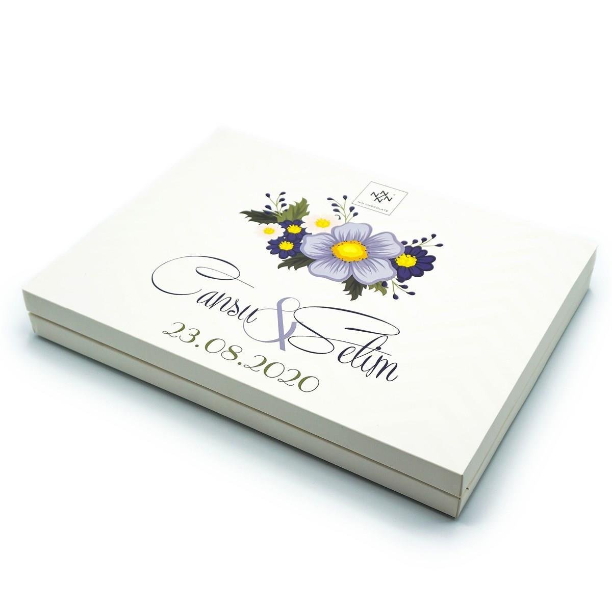 İsimli Söz Nişan Çikolatası 84 Adet Madlen Çiçekli