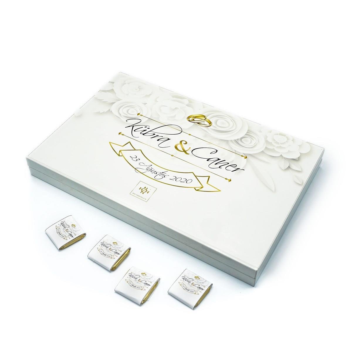 İsimli Söz Nişan Çikolatası 84 Adet Madlen Altın