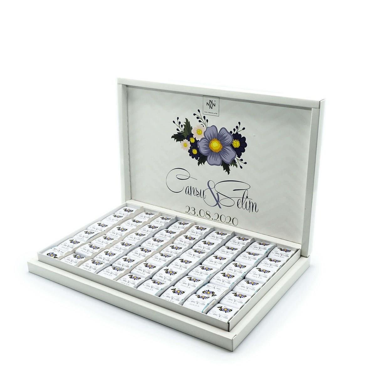 İsme Özel Söz Nişan Çikolatası 162 Adet Napoliten Çiçekli