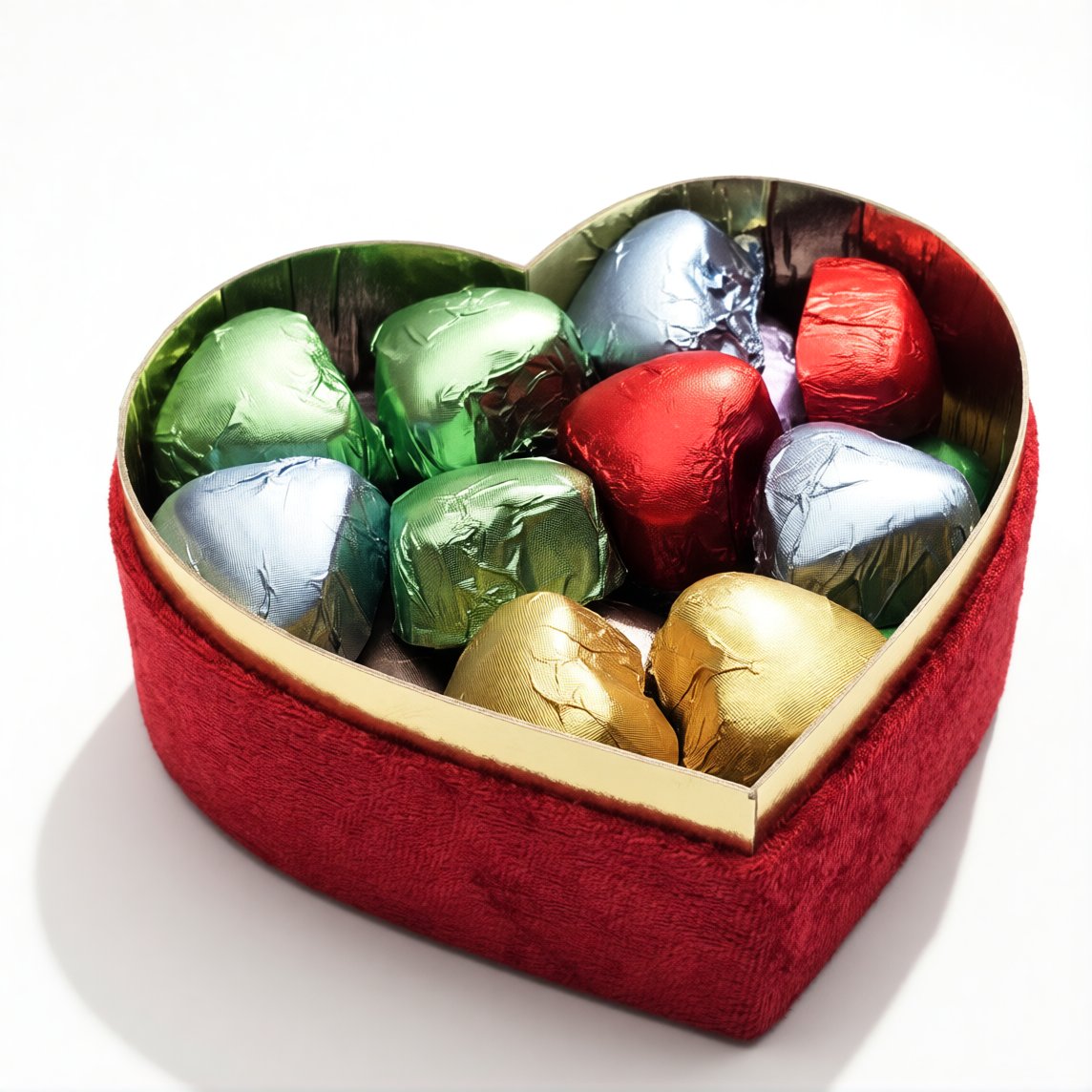 Kadife Dokulu Kırmızı Kalp Hediye Kutusu - Güllü ve Kurdeleli Özel Tasarım