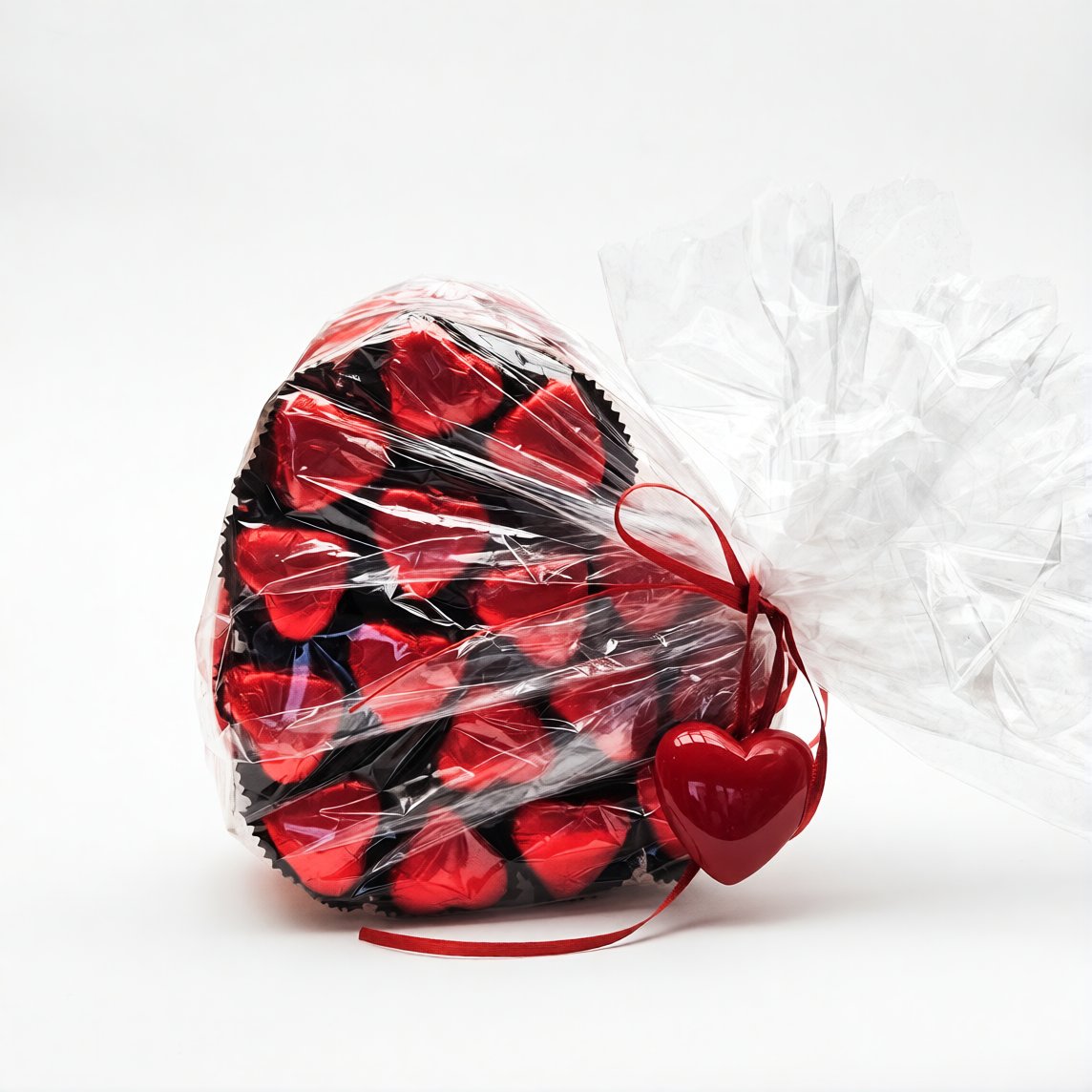 Kalp Kutulu Kırmızı Folyo Kaplı Sütlü Çikolata – Sevgililer Günü Hediyesi