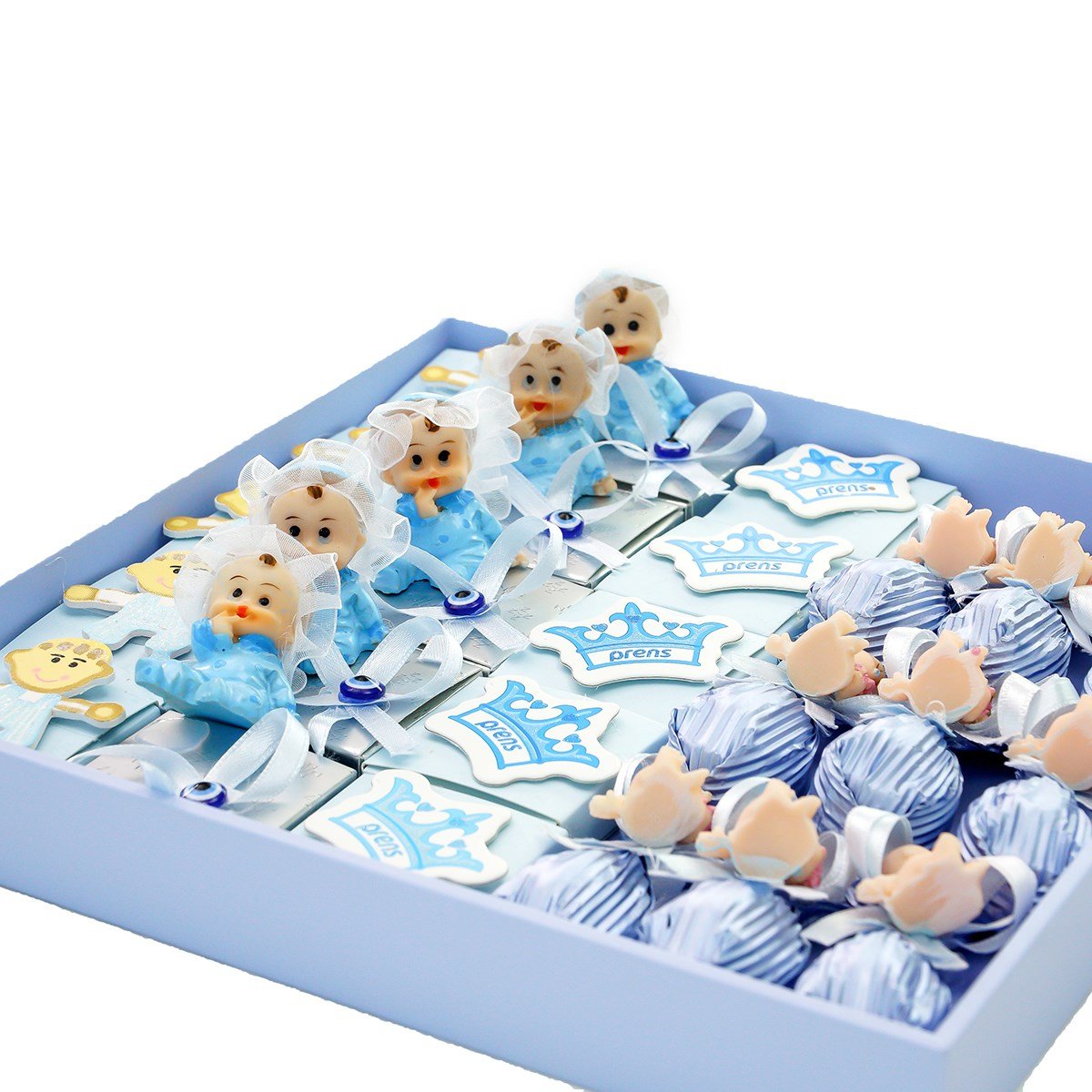 Karışık Dekorlu Hediyelik Kutu Mavi