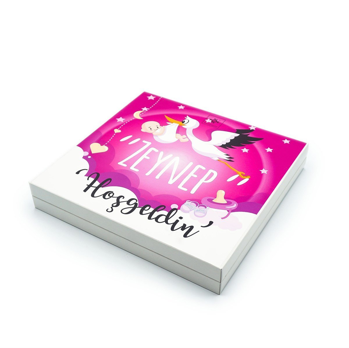 Kız Bebek Çikolatası 48 Adet Madlen Çikolata Pembe Leylek