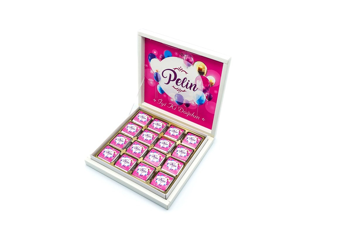 Kız Bebek Çikolatası 48 Adet Madlen Çikolata Pembe Balon