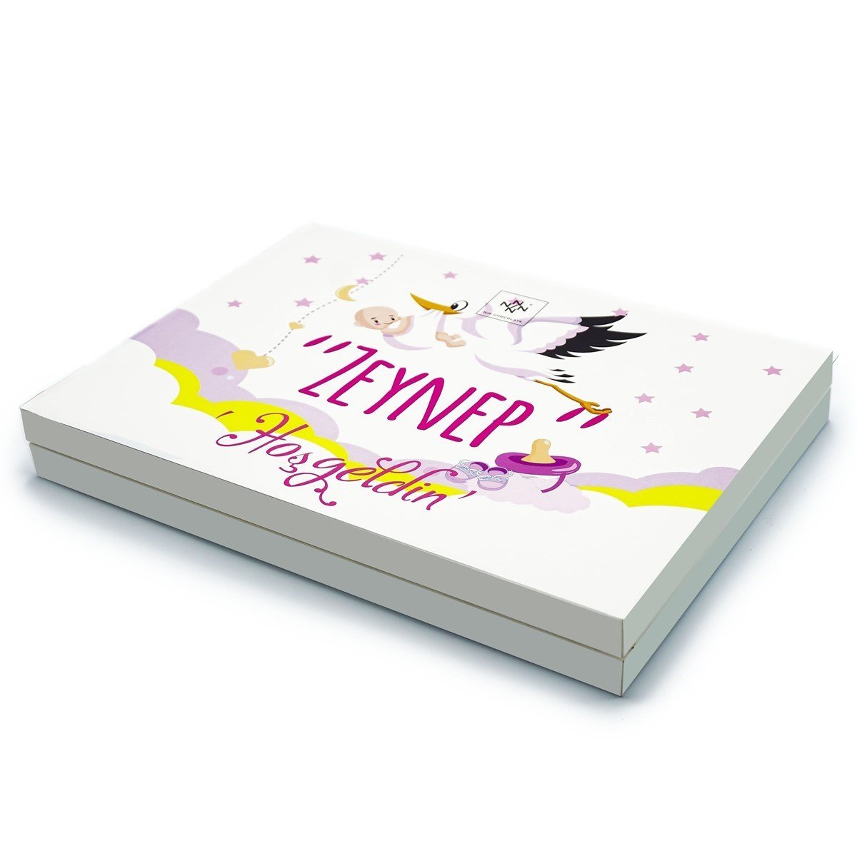 Kız Bebek Çikolatası 72 Adet Madlen Çikolata Sarı Leylek