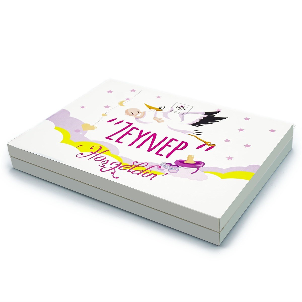 Kız Bebek Çikolatası 72 Adet Madlen Çikolata Sarı Leylek